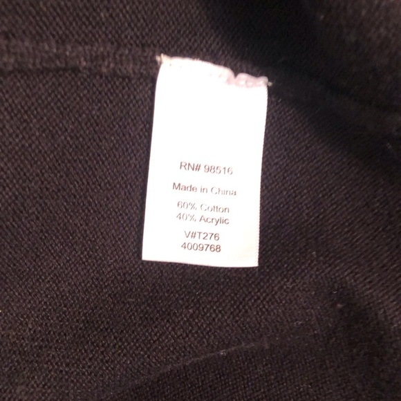 Coldwater Creek Large 14/16 Black Ribbed Knit Blouse 1/4 Zip S/S Zipper Pockets - Picture 6 of 7